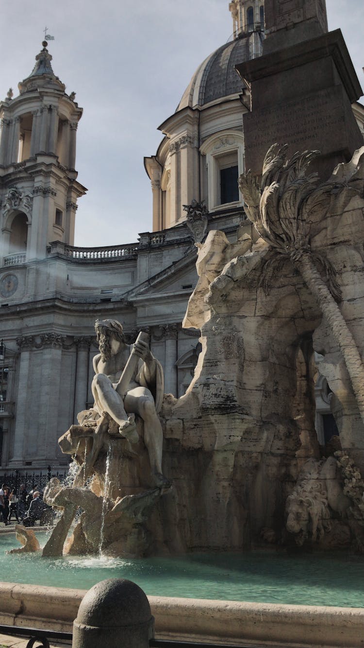 Sculptures And Fountain In Rome 