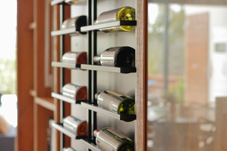 Shelf With Wine Bottles 