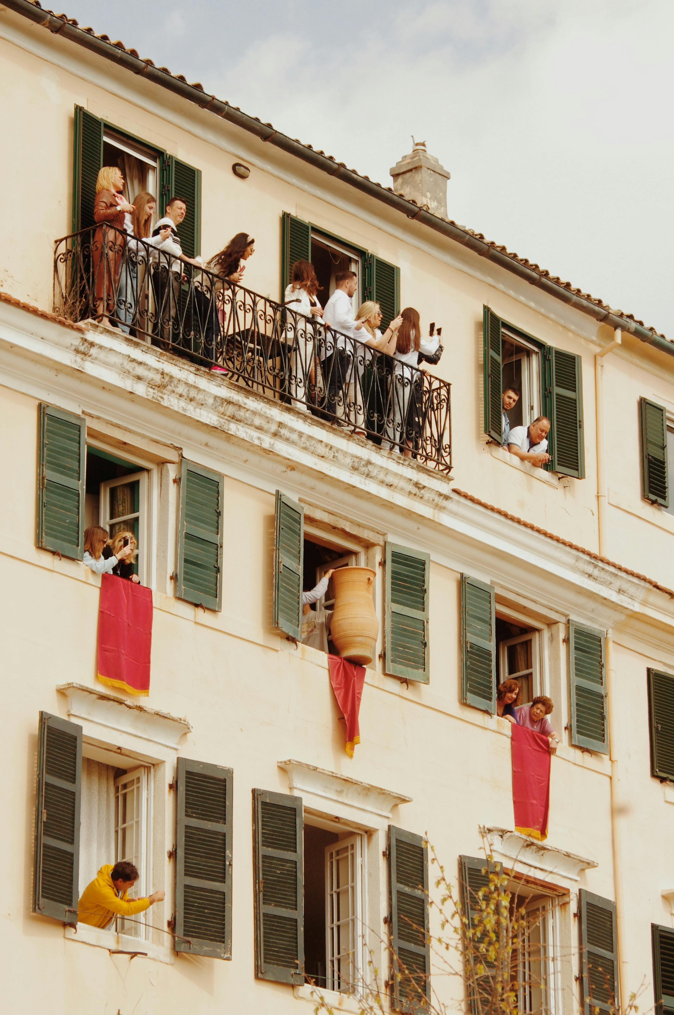 group of corfu people celebrating easter