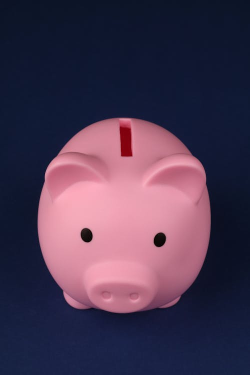 Free Pink Pig Ceramic Figurine on Blue Textile Stock Photo