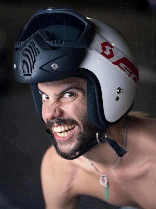 Free Man Wearing Black and White Helmet Stock Photo
