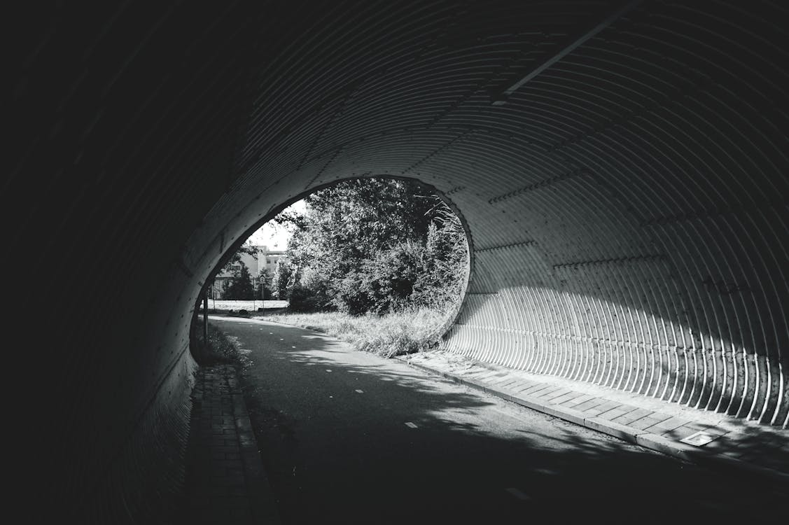 бесплатная Фотография туннеля в оттенках серого Стоковое фото
