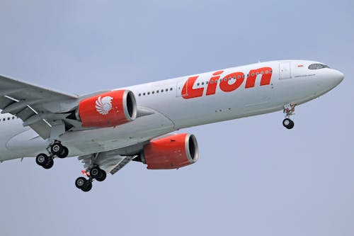 White and Red Passenger Plane Flying in the Sky