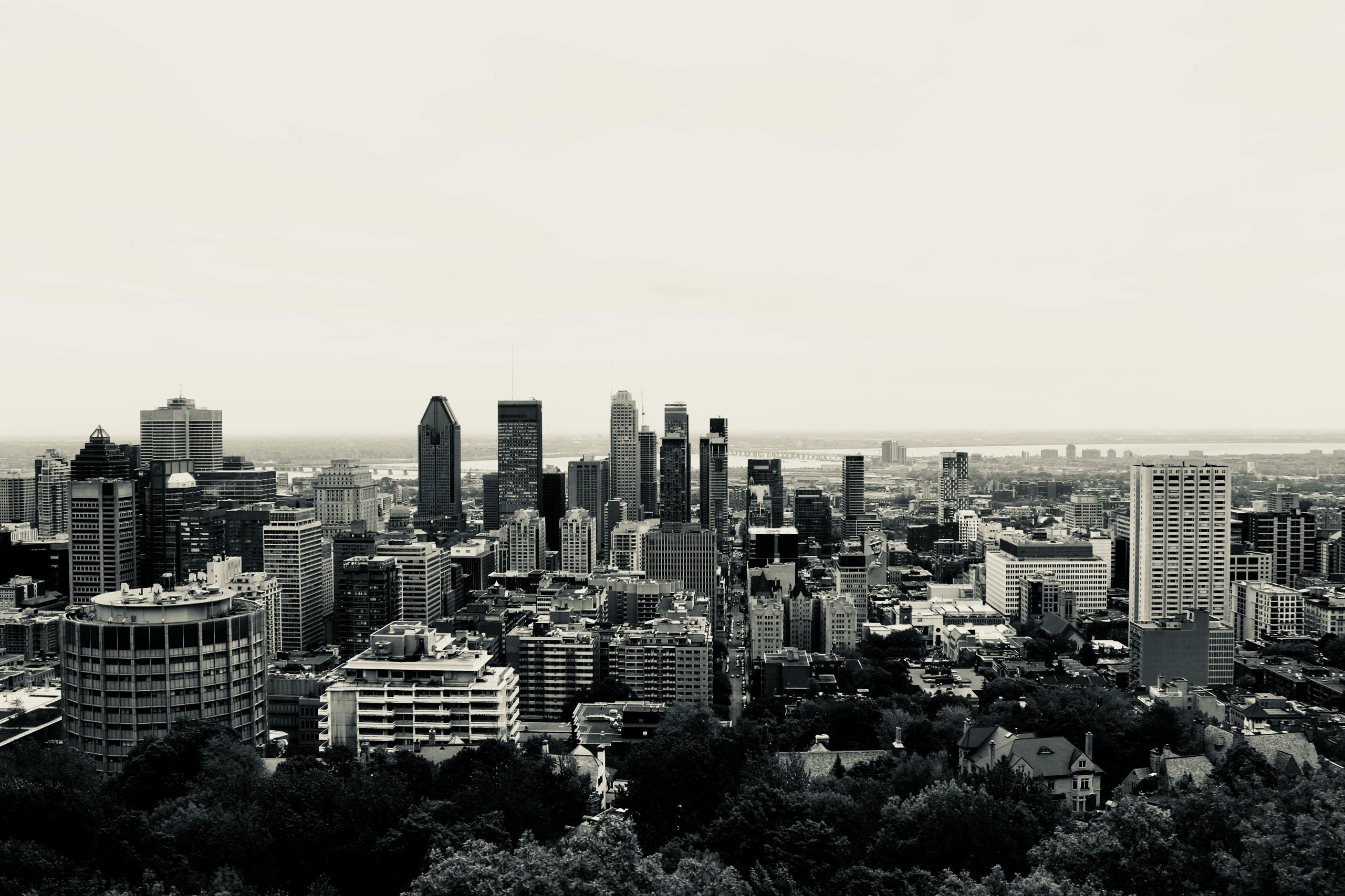 Monochrome Photo of a City · Free Stock Photo