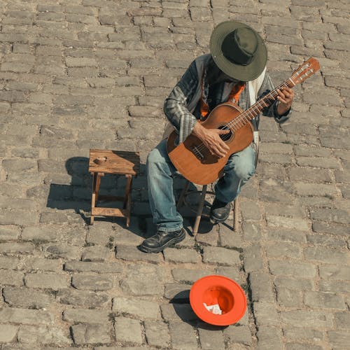 Street Musician Playing the Guitar 