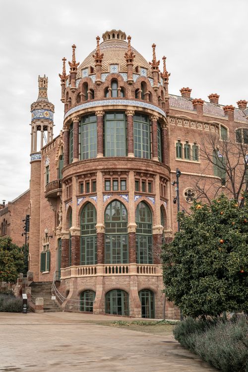 Free Explore the historic and intricate details of the Hospital de Sant Pau in Barcelona's Eixample district. Stock Photo