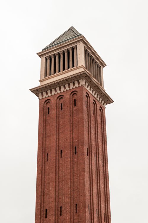 Free Iconic Venetian Tower in Barcelona with a clear sky backdrop. Stock Photo