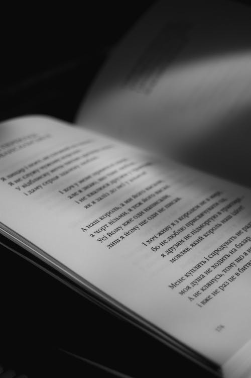 Grayscale Photo of a Book