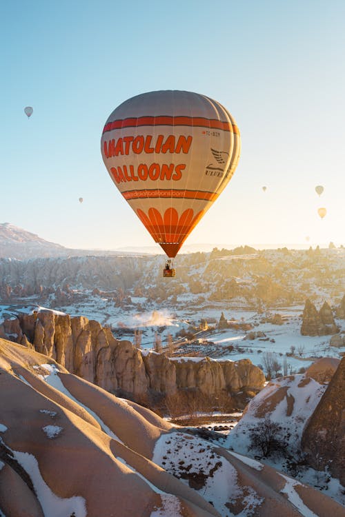 Balloons Flying over Cappadocia Turkey in Winter