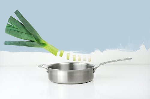 Sliced Celery on Cooking Pan