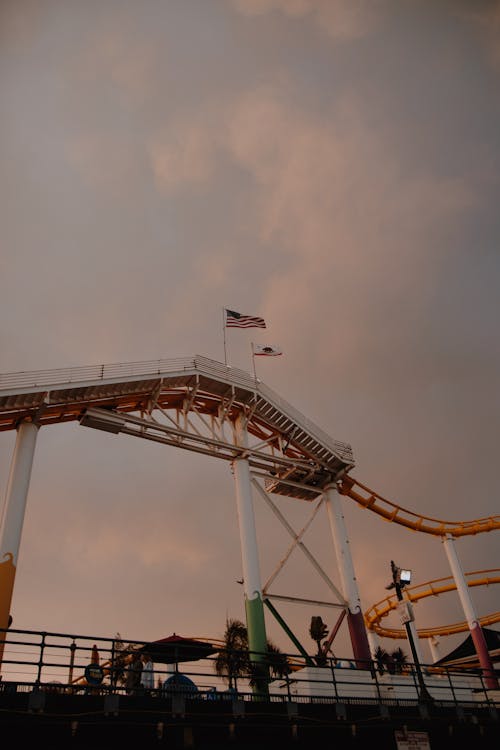 Roller Coaster Rails Under the Sky