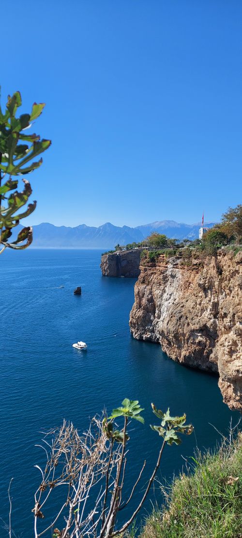 Free stock photo of antalya, boat, cliff coast Stock Photo
