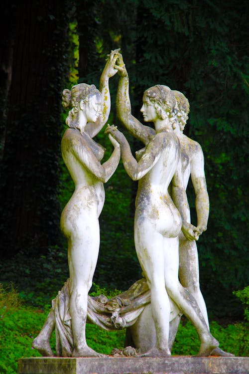 Old Statue of Naked Women on Garden