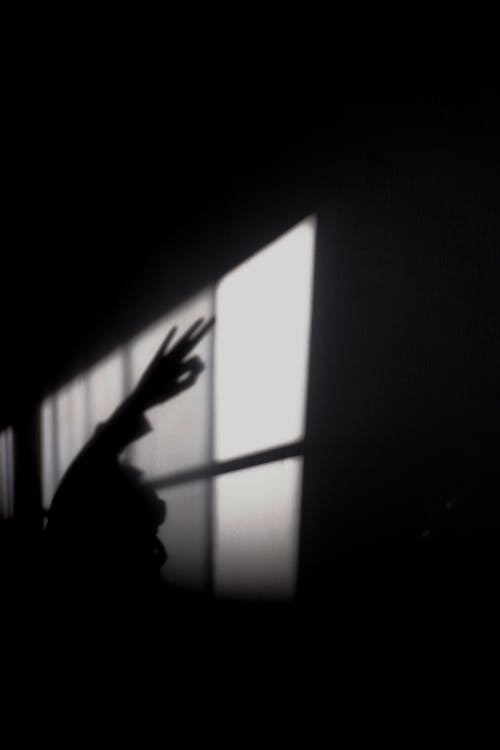 Silhouette of Person Standing Near the Window