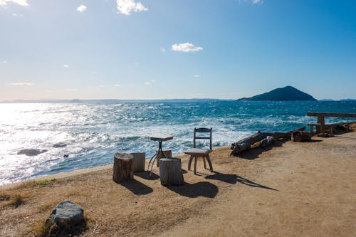 Free stock photo of beach, by the sea, chair