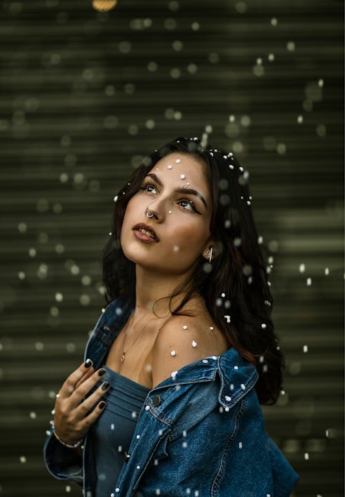 Close-up Photo of Beautiful Woman in Denim Jacket 