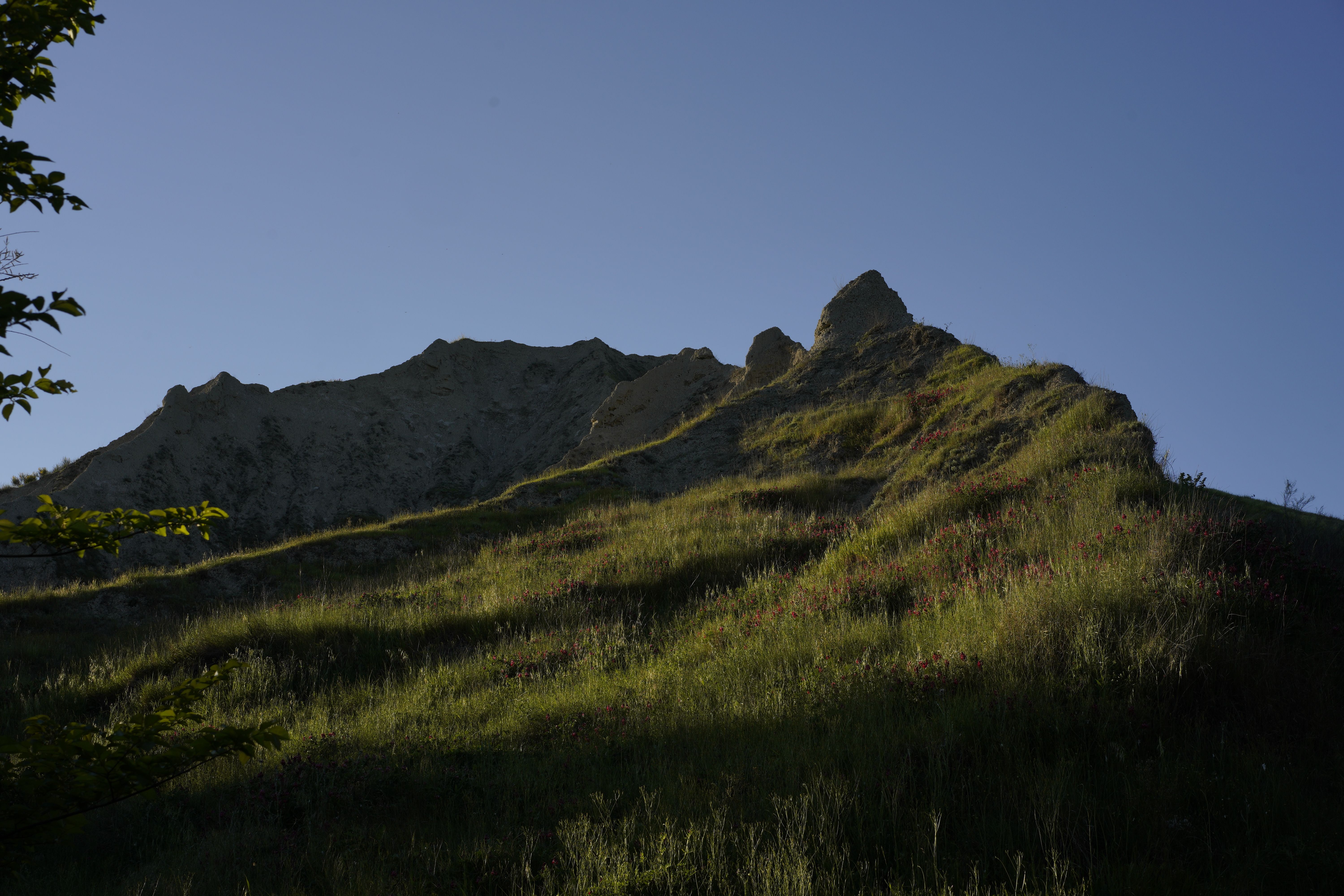 A Green Grass Field Near the Mountain Under the Blue Sky · Free Stock Photo