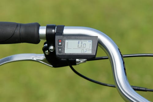 An E-bike Computer Electric Bicycle LCD Display on Bike Handle
