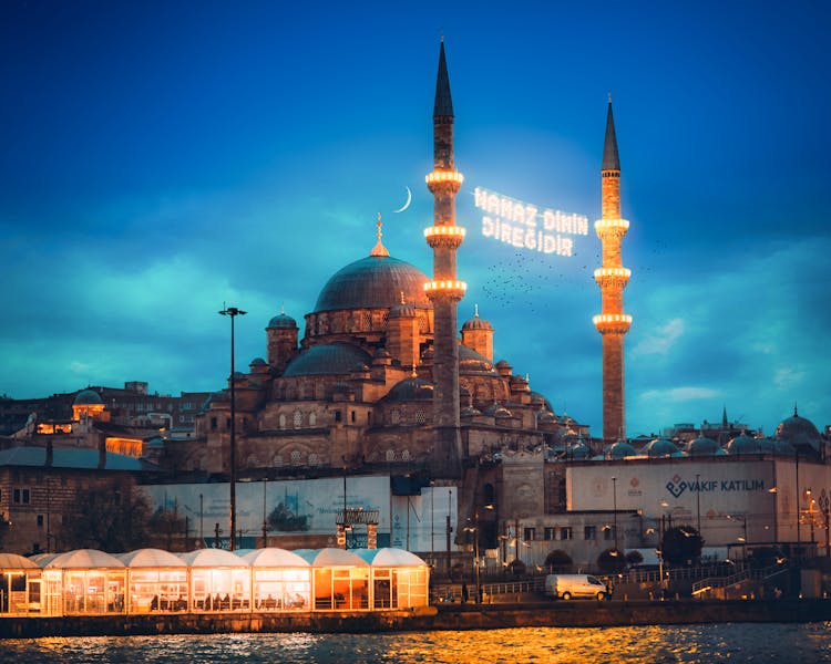 Yeni Cami Mosque Under Evening Sky