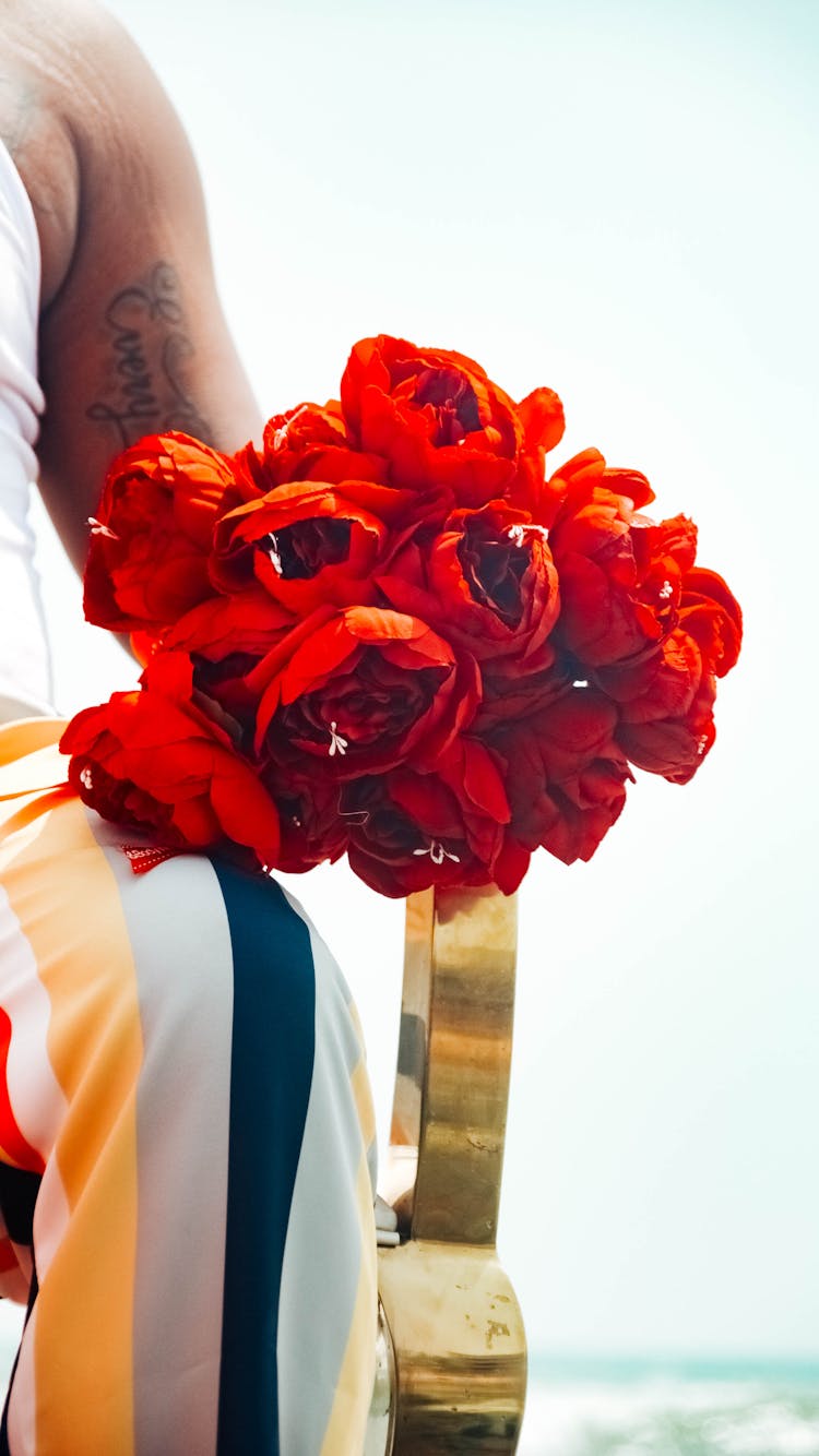 Bouquet Red Roses Held By A Person 