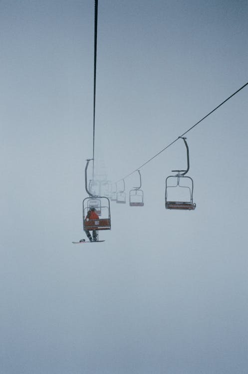Free Person on a Ski Lift  Stock Photo