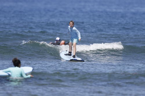 Boy Surfing Sea Wave