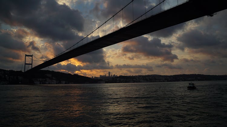 Silhouette Of The Bosphorus Bridge During Sunset