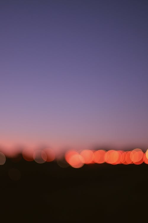 Bokeh of Lights and Purple Sky