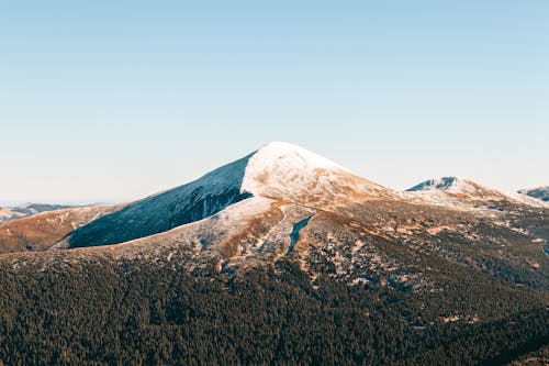 Snowcapped Mountain With a Forest at its Feet 