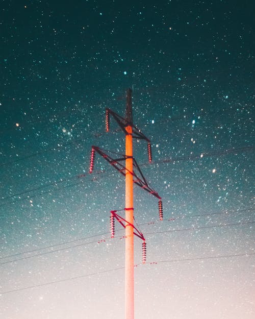 Electric Post Under Starry Sky
