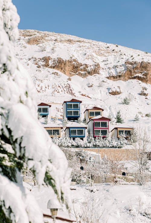 Darmowe zdjęcie z galerii z domy, duże opady śniegu, krajobraz