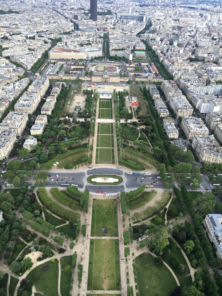 Aerial View Of Champ De Mars In Paris, France