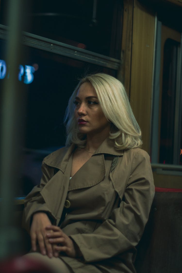 Blonde In Bus At Night