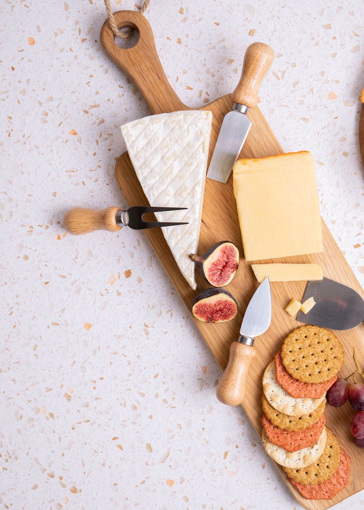 Overhead Shot Of Cheese Plate 