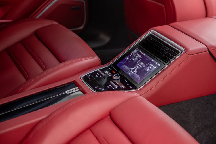 Luxurious Car Interior With Red Leather Upholstery