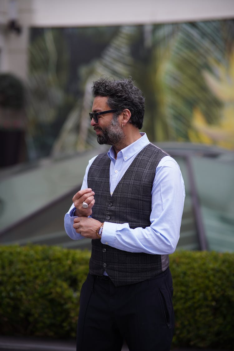 Man In Shirt And Vest