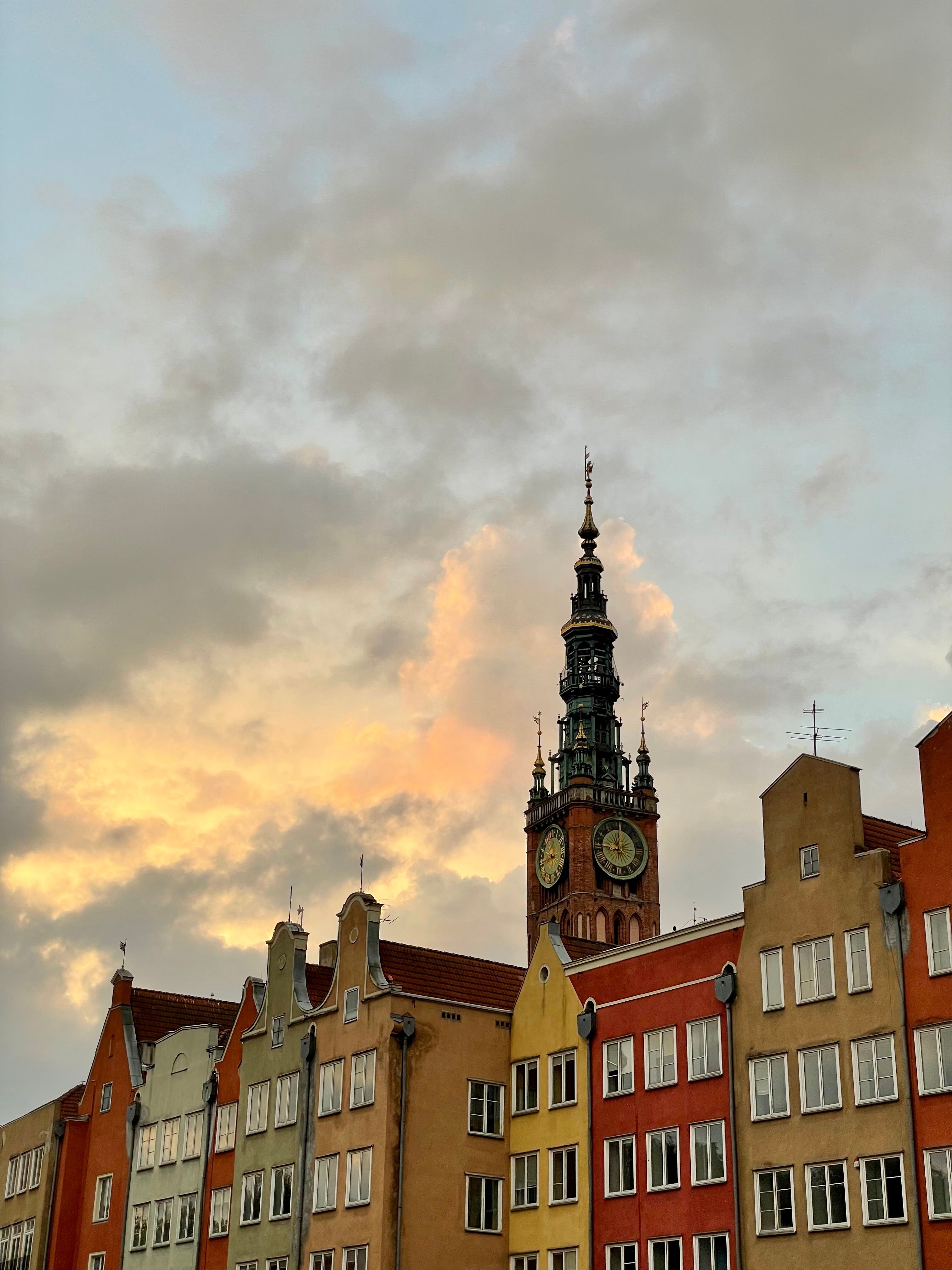 Colourful historic buildings along Gdańsk's waterfront