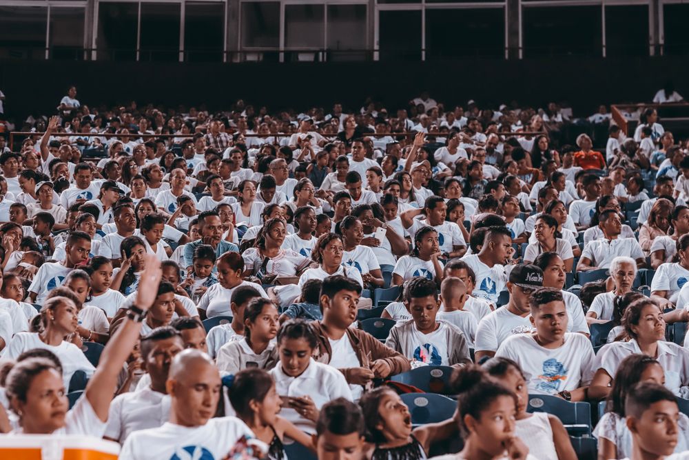 Crowd photographed at a stadium event
