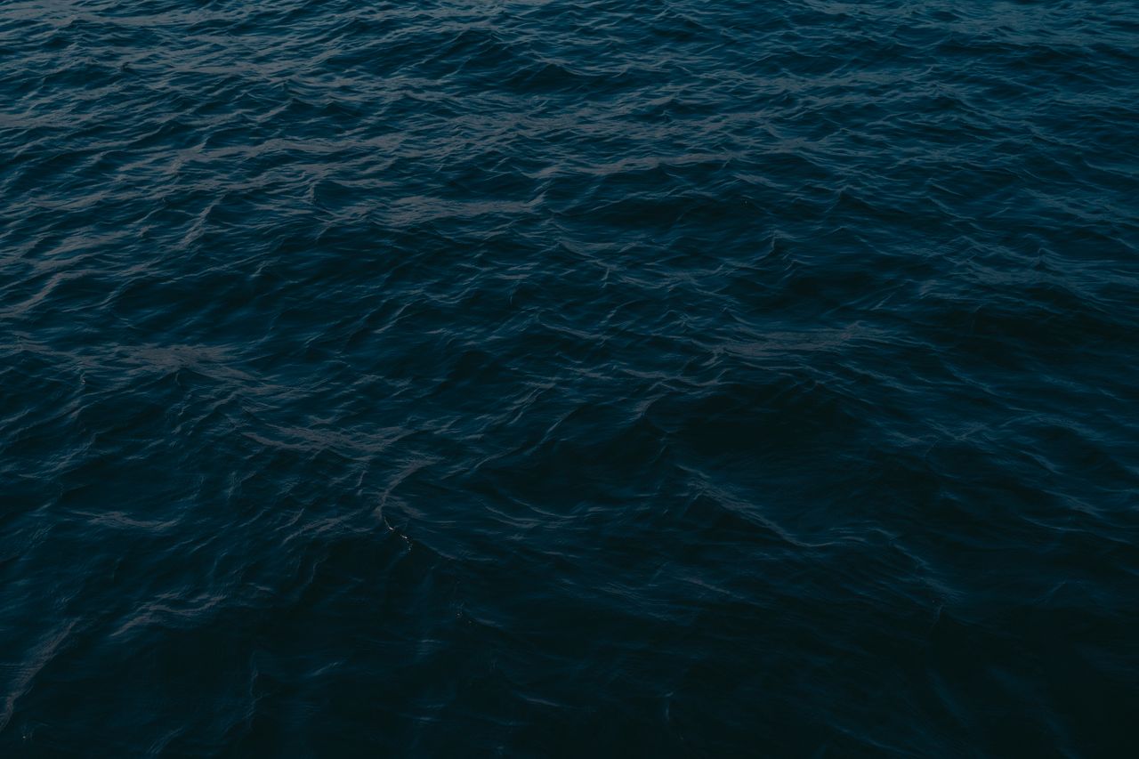 explore the serene and dramatic ocean surface captured at twilight wit