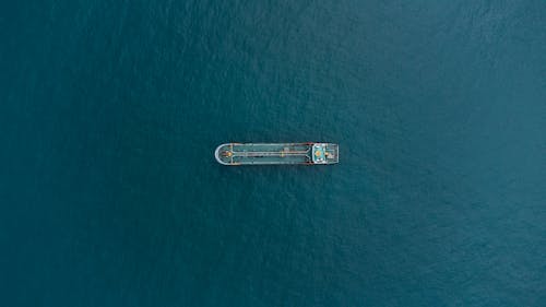 Top View of Barge on Sea