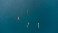 Top View of Barges on Sea