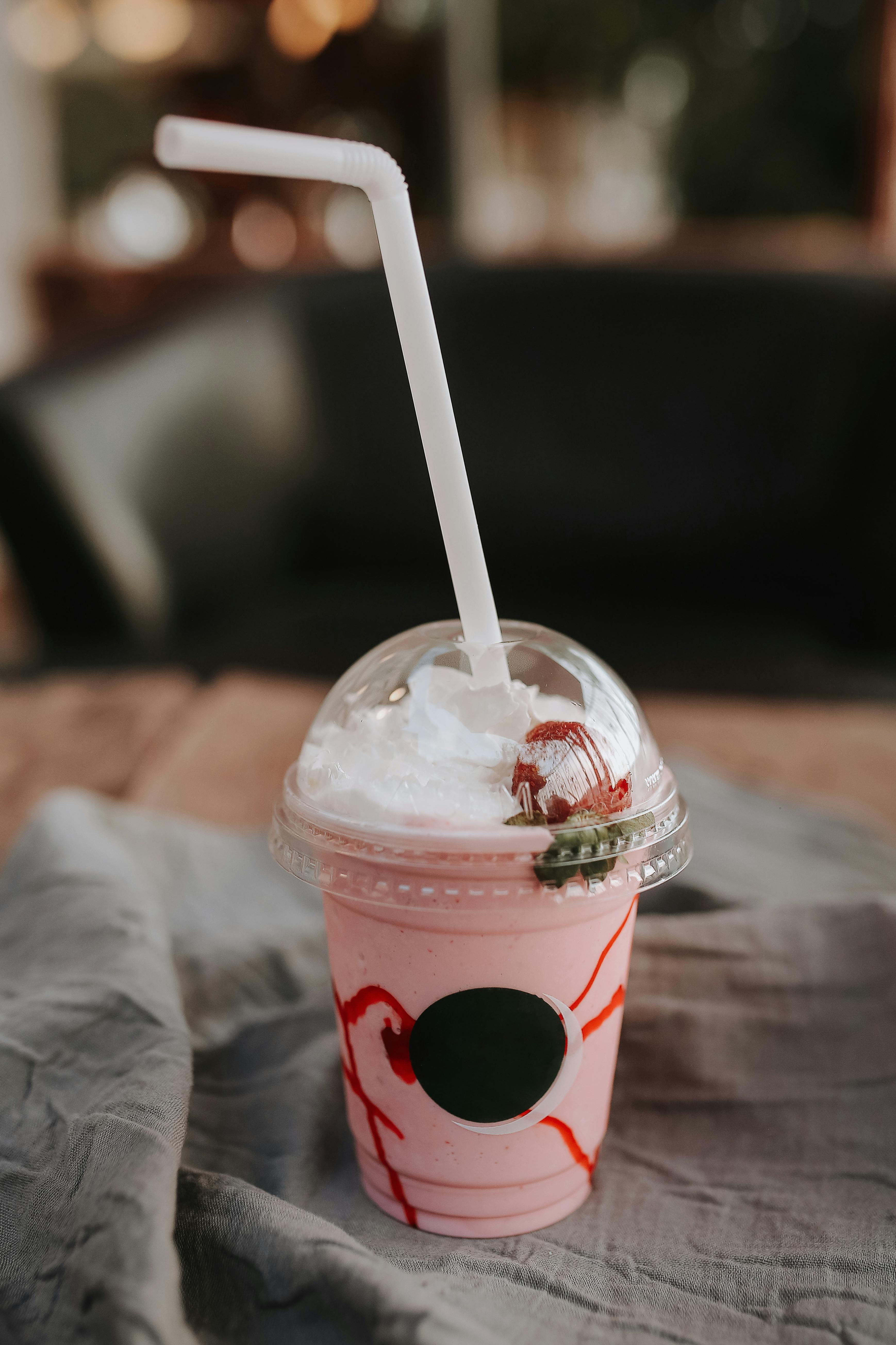 Strawberry Smoothie Cup with Straw - Free Download Images High Quality PNG,  JPG