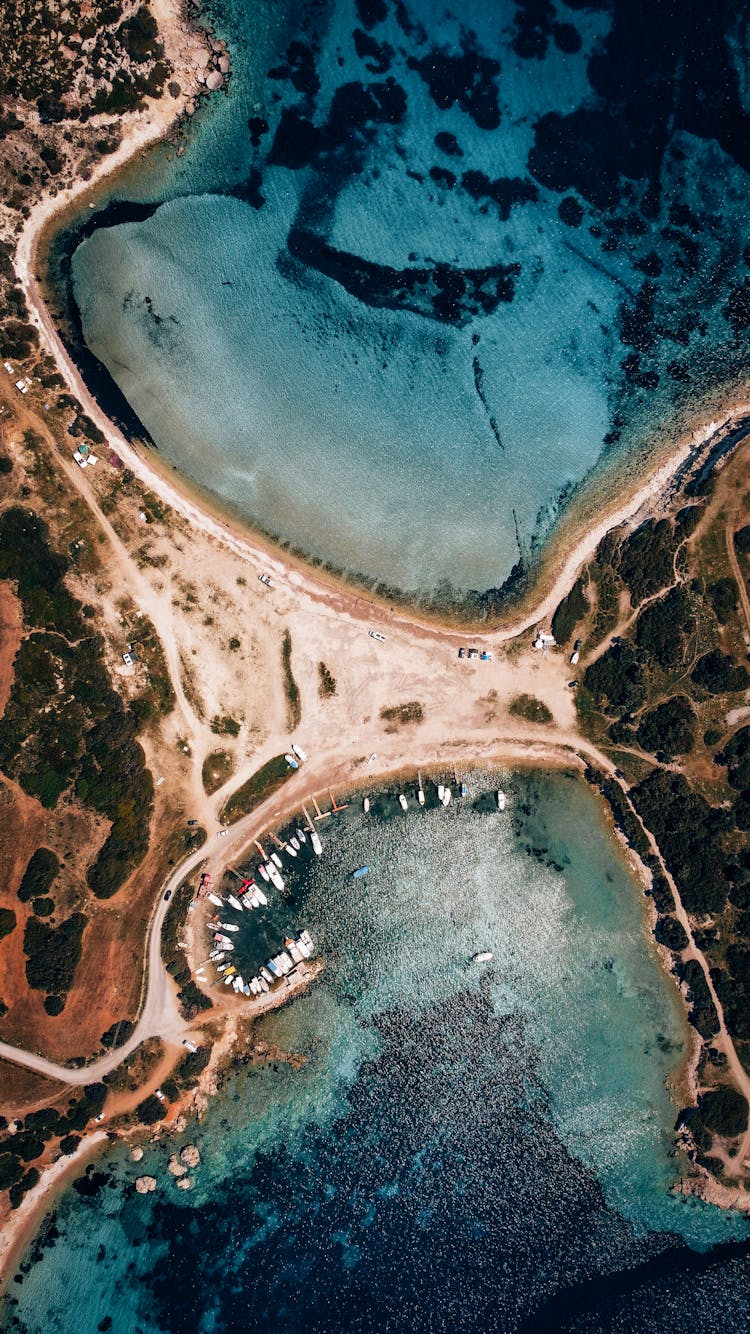 Aerial View Of Narrow Passage Dividing Bay