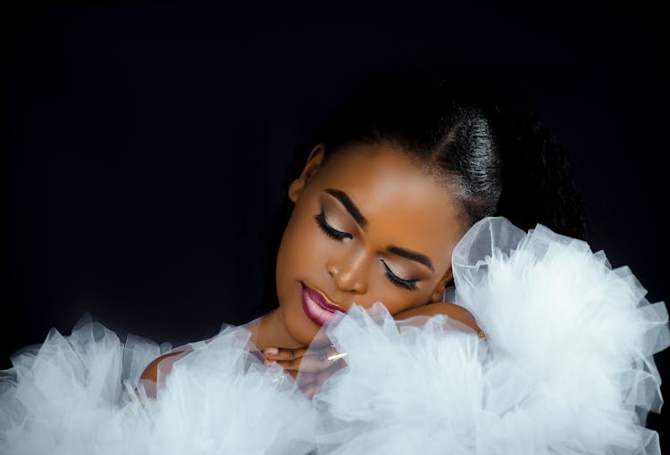 Beautiful Woman In White Ruffles 