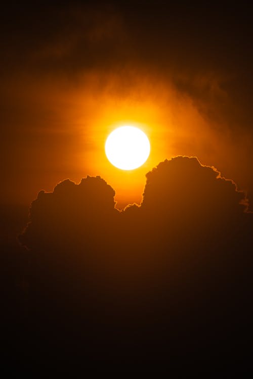 Sun Behind Clouds During Sunset