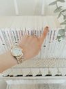 Gold and Silver Round Analog Watch