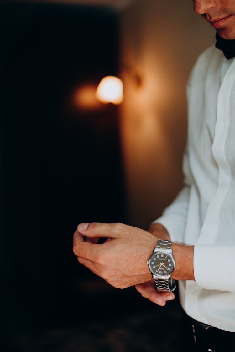 Close Up Of Man Wearing A Watch