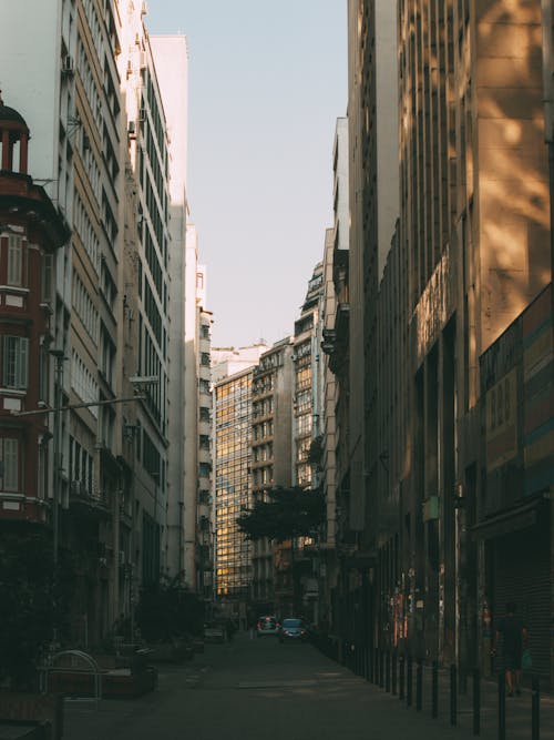 Road Between High Rise Buildings