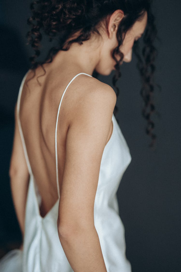 Woman Back In White Dress