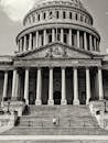 Facade of USA Capitol with columns and staircase